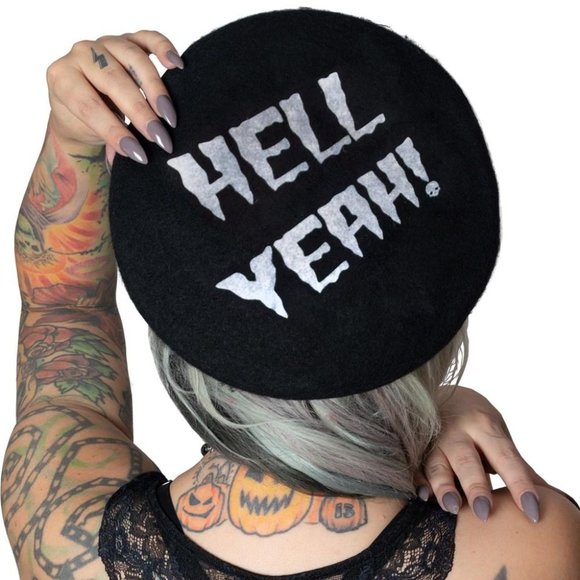 Horrorpops Hell Yeah Beret Kreepsville666 New - Picture 1 of 2